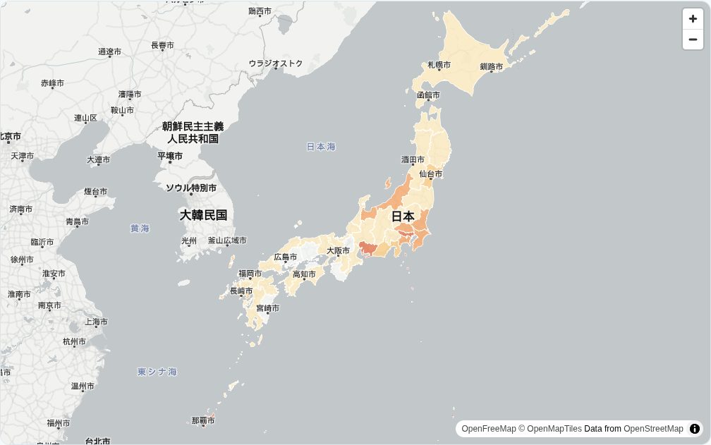 全国の都道府県(Kurage 感染症マップ)